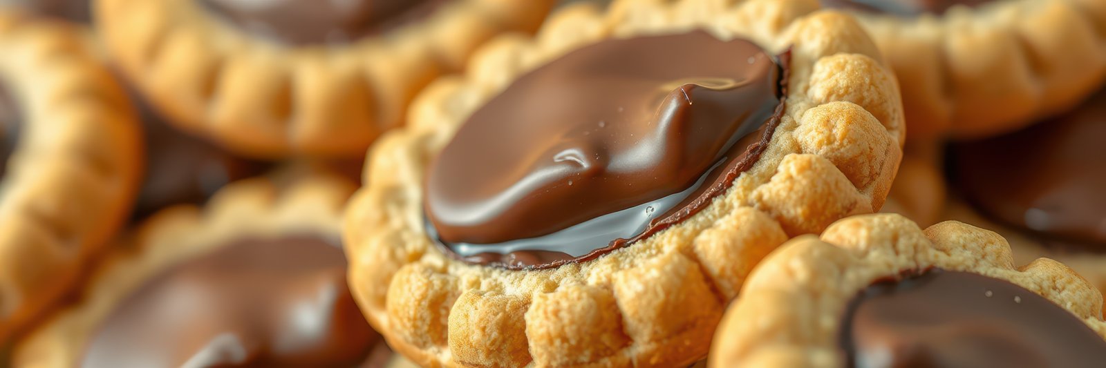 Delicious cookies topped with rich chocolate ganache arranged on a plate, perfect for dessert lovers